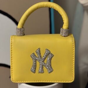 Yellow Handbag with Rhinestone Logo